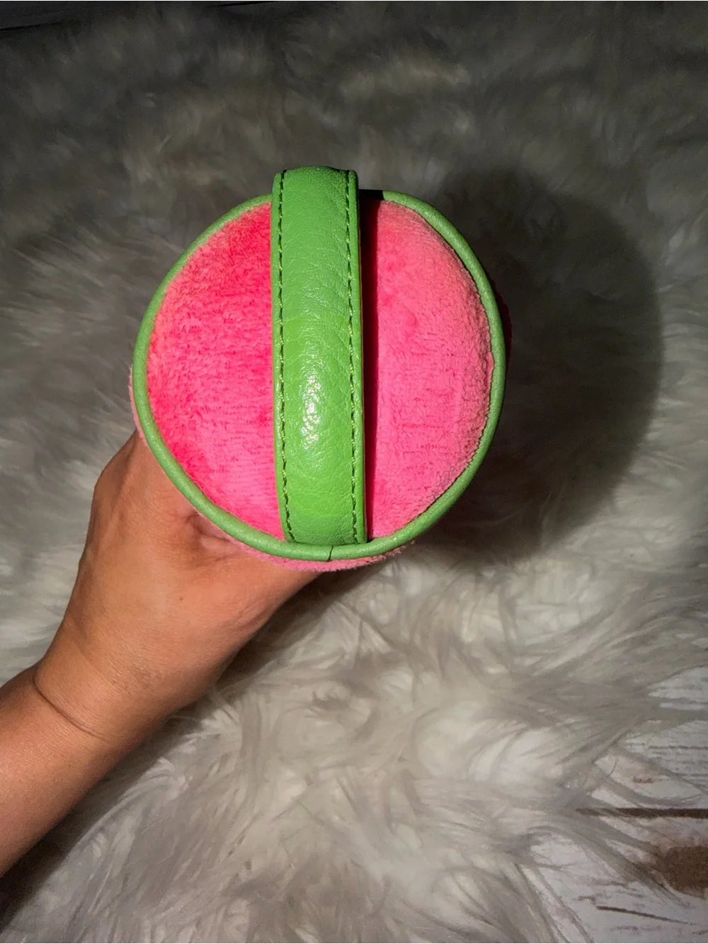 Y2K Juicy Couture Watermelon Velvet Logo Pouch & Gold Charm